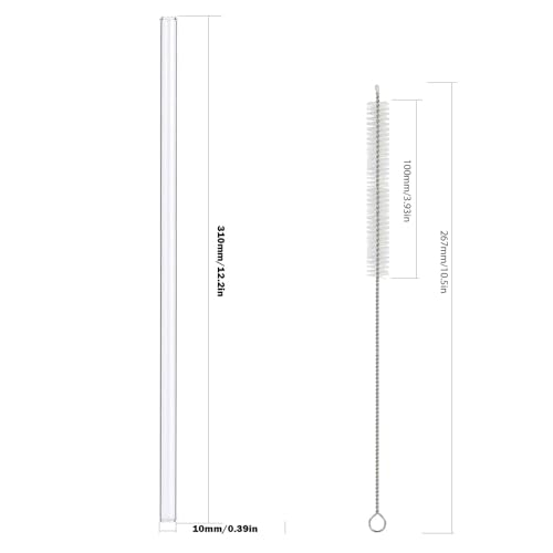 10 Packs (8 Pcs for Stanley Straw with 2Pcs Cleaning Brush) for Clear Stanley Straws, For Stanley 14 oz 20 oz 30 oz 40 oz FlowState Tumblers, Plastic Straws For Stanley Quencher Tumbler
