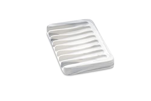 White Ceramic Soap Dish with Drainage for Shower & Sink