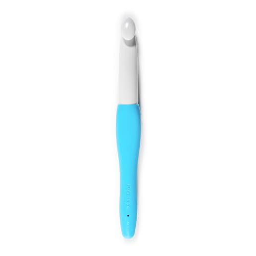 Clover Amour Crochet Hook 15mm - Comfortable Grip, Blue & White