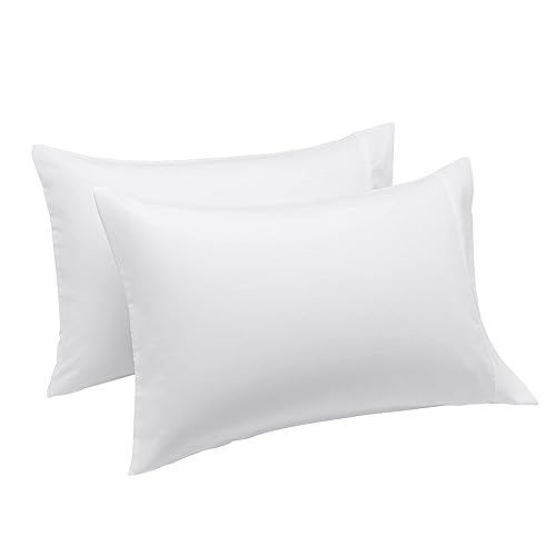Amazon Basics Microfiber Pillowcases, Standard Size (Set of 2), White
