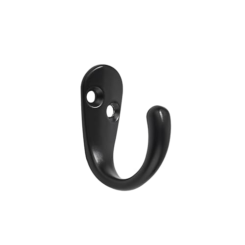 2-Pack Matte Black Wall-Mounted Coat Hooks for Towels & Bags
