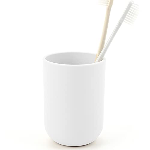 White Toothbrush Holder Cup - 350ml Bathroom Organizer