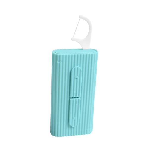 LIAMOSS Portable Dental Floss Dispenser Case with 10 Floss Picks, Blue