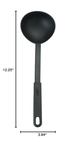 Winco 6 oz Red Heavy-Duty Nylon Ladle 2 oz Black Handle - Commercial Kitchen Utensil