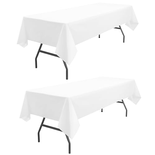 odibo White Disposable Plastic Tablecloths 2 Pack 54" x 108" PEVA