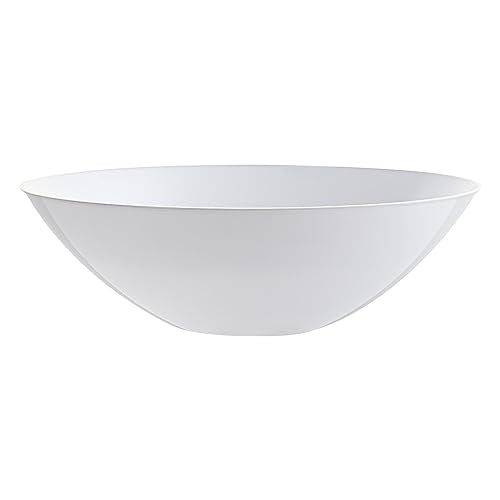 Moderna 16 Ounce Plastic Bowls, 100 Durable Disposable Salad Bowls - Gold-rimmed, Heavy-duty, White Plastic Fancy Bowls, For Warm And Cold Foods, Ideal For Restaurants - Restaurantware