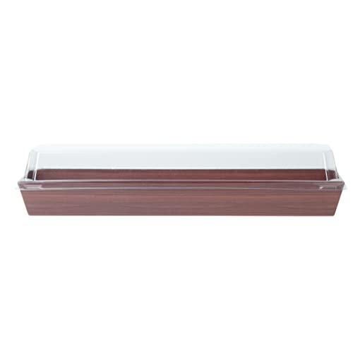 Restaurantware Matsuri Vision 11.2 x 2 x 1.4 Inch Sushi Trays 100 Greaseproof Sushi Packaging Boxes - Lids Sold Separately Disposable Wood Grain Paper Sushi Containers For Appetizers Or Desserts