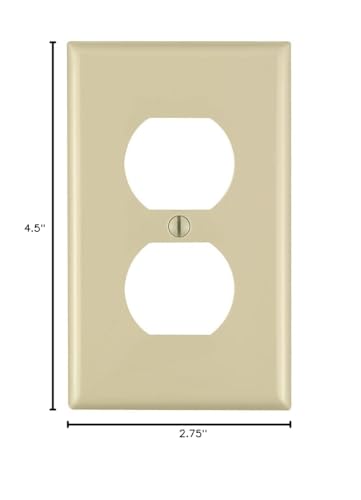 Leviton 1-Gang Duplex Wallplate, Standard Size Thermoplastic, Ivory