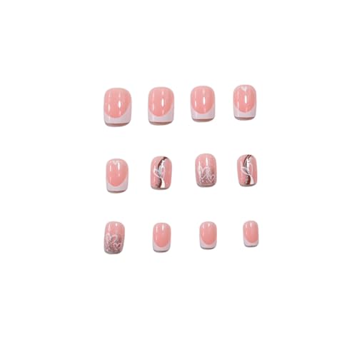 Valentine Press on Nails French Tip Short Square False Nails