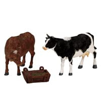 Lemax Village Feeding Cow & Bull Figurine Set of 3 Christmas Decor