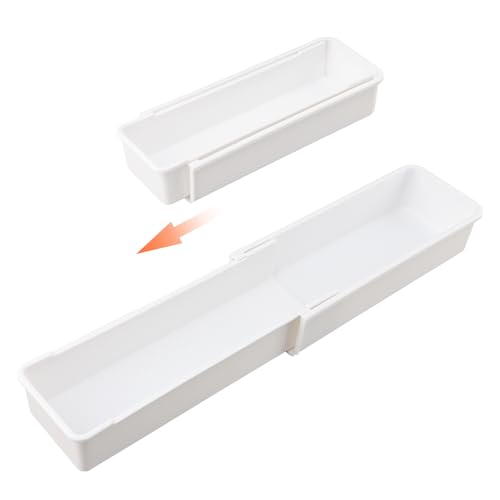 Frandilo Expandable Straw Organizer Drawer - White, Adjustable Length