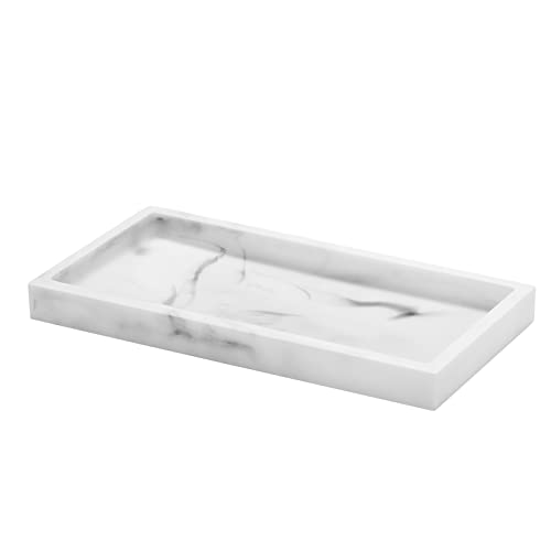 Luxspire Mini White Marble Bathroom Tray - Countertop Organizer