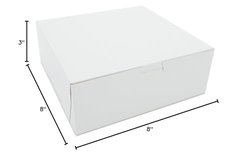 SCT White One-Piece Non-Window Bakery Boxes, 8 x 5 x 3, White, Paper, 250/Carton