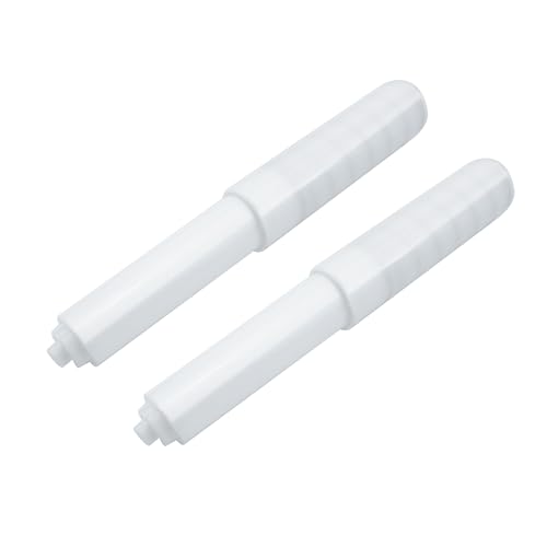 2 Pack White Toilet Paper Roll Holders, Adjustable Bathroom Replacement Rods
