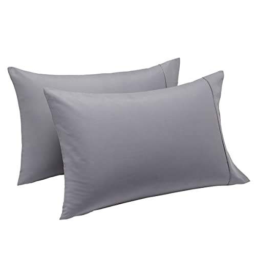 Amazon Basics King Pillowcases - Soft Microfiber, Dark Gray, Set of 2