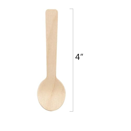 300 Pcs 4-Inch Mini Wooden Spoons - Biodegradable Birch Utensils