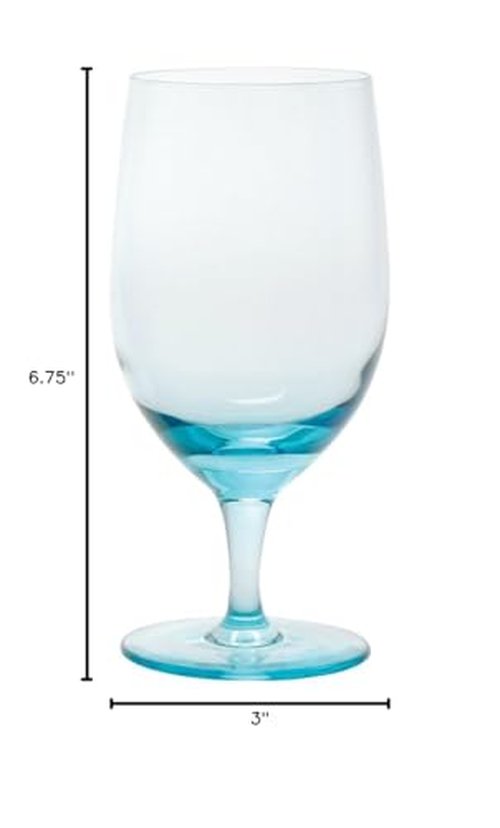 D&V Glass Gala Collection Goblet/Beverage Glass 15 Ounce, Aquamarine, Set of 6
