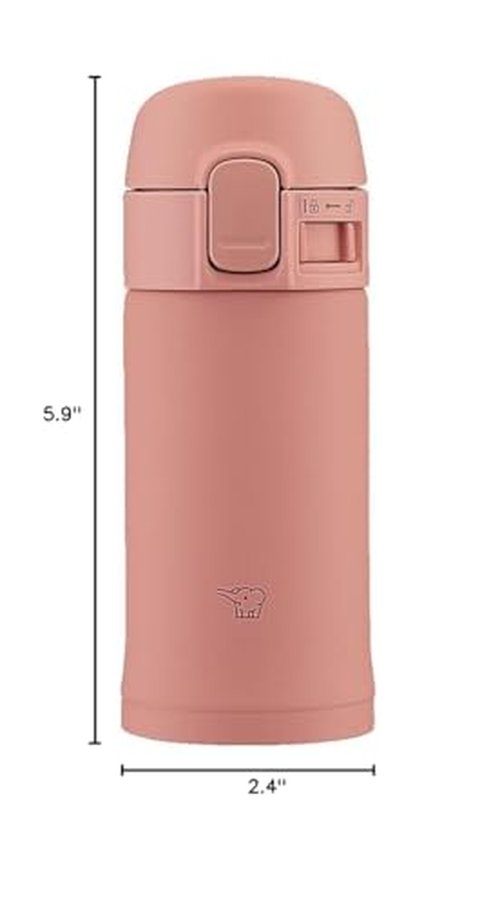 Zojirushi SM-PD20-PM Zojirushi Water Bottle, One-Touch, Stainless Steel Mug, 0.2 L., Terracotta