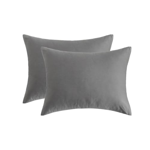 Dark Grey Egyptian Cotton Pillowcases Set of 2 with Zipper – 20x26 Inch