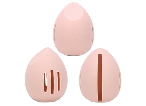 Sprigold Silicone Makeup Sponge Holder, Dust-Proof Travel Case in Dark Pink
