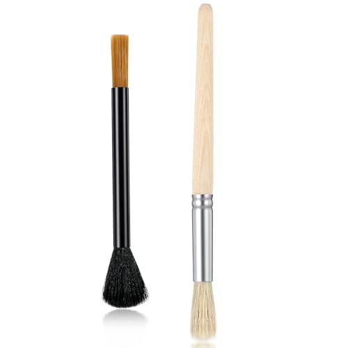 Coffee Grinder Cleaning Brush Set - 2Pcs Dual-Brush with Walnut Handle