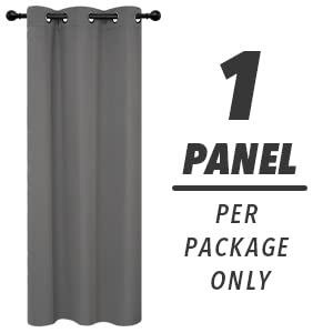 Deconovo Light Grey Blackout Curtain Panel, 42x120 Inch, Grommet Top