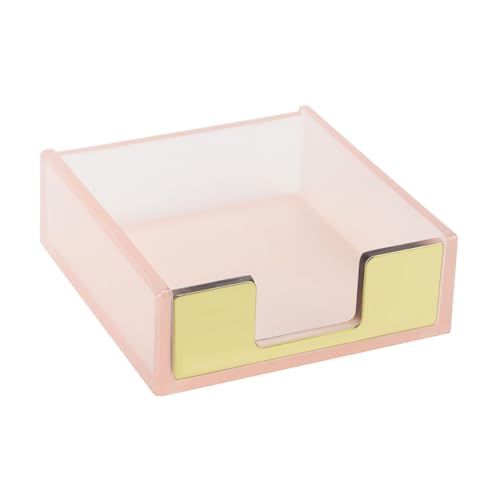 MultiBey Pink Sticky Notes Dispenser with Gold Accent - Memo Pad Organizer