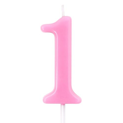 DOLLET Pink Birthday Candle for Smash Cake - Number 1