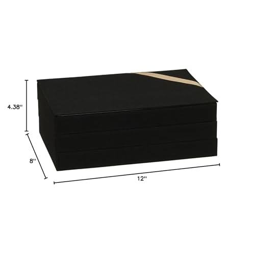Household Essentials Black Stacking Jewelry Organizer Stacking Boxes with Removable Lid