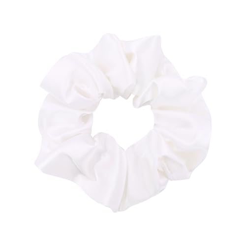 Gebelle 12 Pcs Satin Silk Hair Scrunchies Off White Ponytail Holder