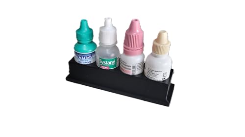 Znet3D Eye Drop Bottle Organizer Tray - 4 Slot Black Storage Rack