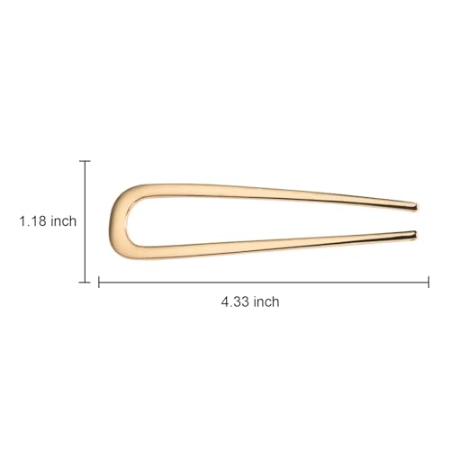Metal French Hair Pins Set of 2 - U Shaped Hair Fork for Buns