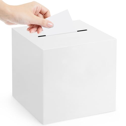 White Card Box with Slot - 11.8'' Gift Box for Weddings & Parties