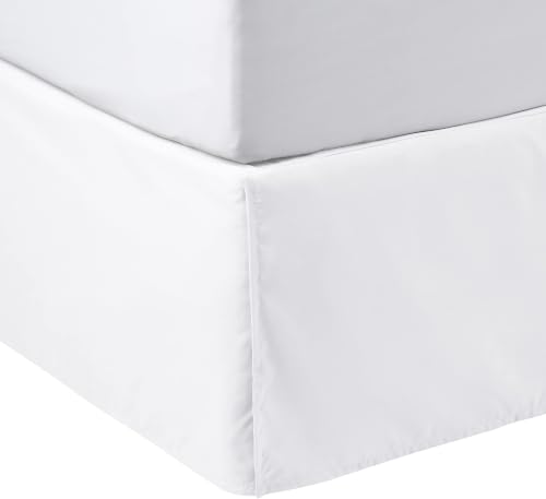 Amazon Basics Pleated Bed Skirt, Twin, Bright White, 16-inch Drop (8-Pack)