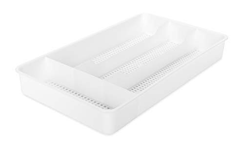 Camco 4-Compartment Cutlery Tray for RV and Compact Kitchen Drawers, White