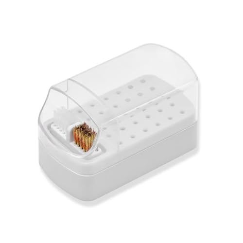 Yimart 30 Holes Nail Drill Bit Holder Storage Box White