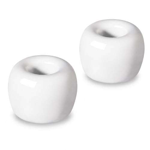 Mini Ceramic Toothbrush Holders 2-Pack - Space-Saving Bathroom Decor, White