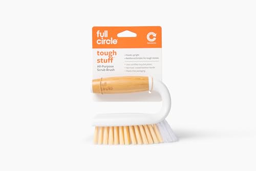 Full Circle Tough Stuff Scrub Brush for Tile & Grout - White