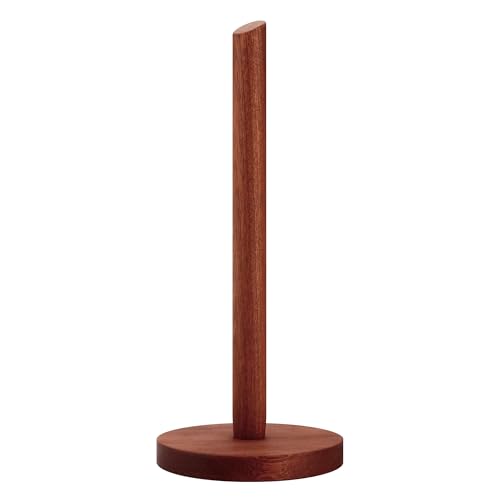 Wooden Paper Towel Holder Walnut - Countertop Stand for Standard Rolls