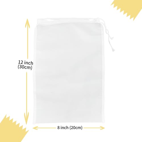 Nut Milk Bag Set - 10 Reusable 12x8 Inch Strainer Bags for Juice, Yogurt & Cheese