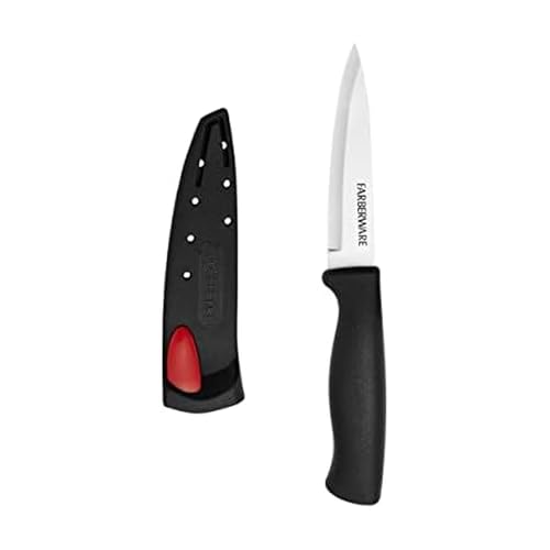 Farberware 3.5-Inch Paring Knife with Self-Sharpening Blade - Black