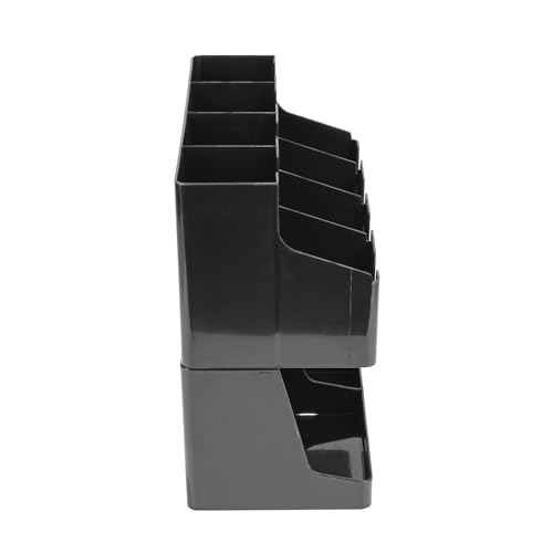 Restaurantware Restpresso Coffee Bar Organizer, 1 Count Durable 11 Compartments, Compact Size, Black Plastic Tabletop Coffee Supplies Organizer For Homes, Office Spaces, Breakrooms, and Lounges