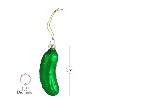Christmas Pickle Glass Ornament - Traditional Holiday Tree Decor 3.5"