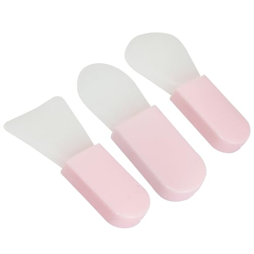 Silicone Face Mask Brush Set 3PCS - Pink Makeup Spatula for Facial Mud