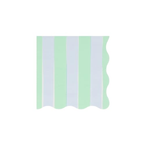 Meri Meri Small Pastel Striped Napkins, 3-Ply Paper Party Napkins (16 Pack)