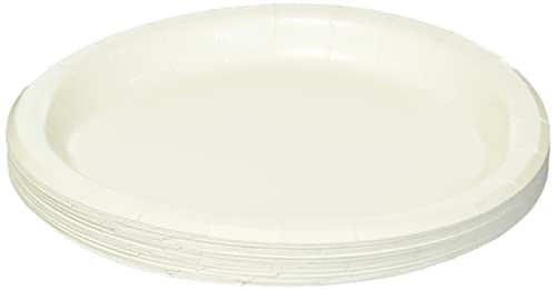 Disposable 6.75" Round Paper Plates - Vanilla Creme, 20 Pcs