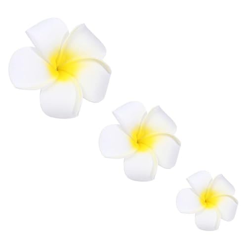 3-Pack Hawaiian Plumeria Flower Hair Clips Yellow White Frangipani