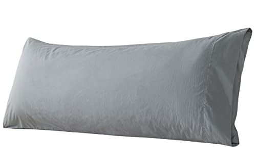WhatsBedding Grey Body Pillow Cover - 20x54 Cotton, Breathable & Machine Washable