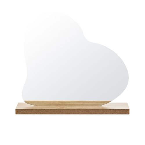Heart Acrylic Vanity Mirror with Wooden Base - LOUEVIDO