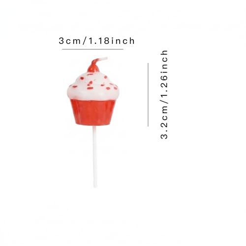 Red White Cupcake Birthday Candles - 4 Pack Fun Cake Decor